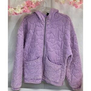 Wild Fable Purple Cloud Quilted Zip Up Hoodie Jacket Womens Small